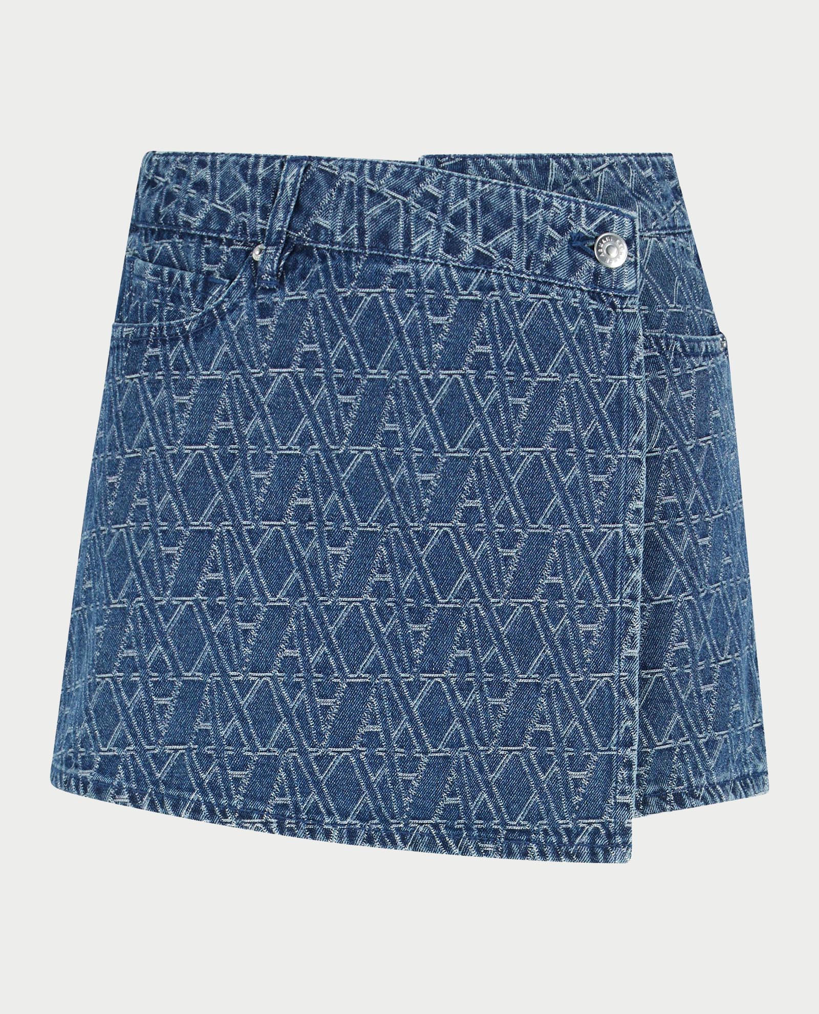 Gonna donna in denim AX con lettering all-over - ARMANI